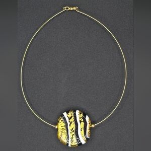 Murano Glass Choker Necklace - 24kt Gold Leaf - Italian Art Bohemian